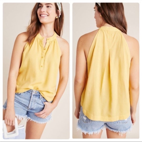 Cloth & Stone For Anthropologie mustard Yellow Sleeveless tank Top size Large - Picture 1 of 5